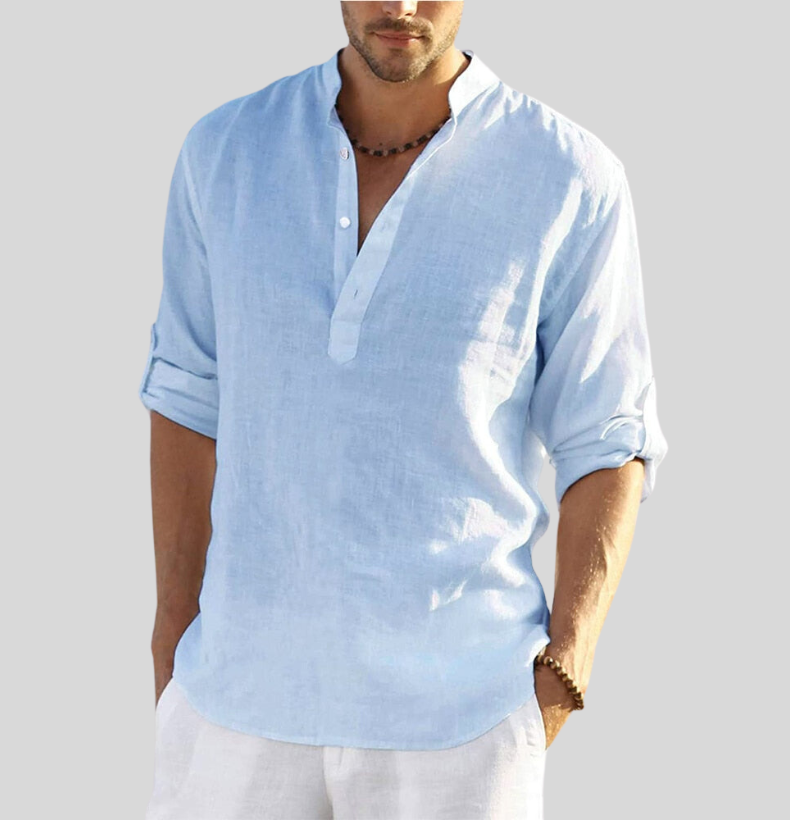 Noah | Men's Cotton-Linen Henley Shirt