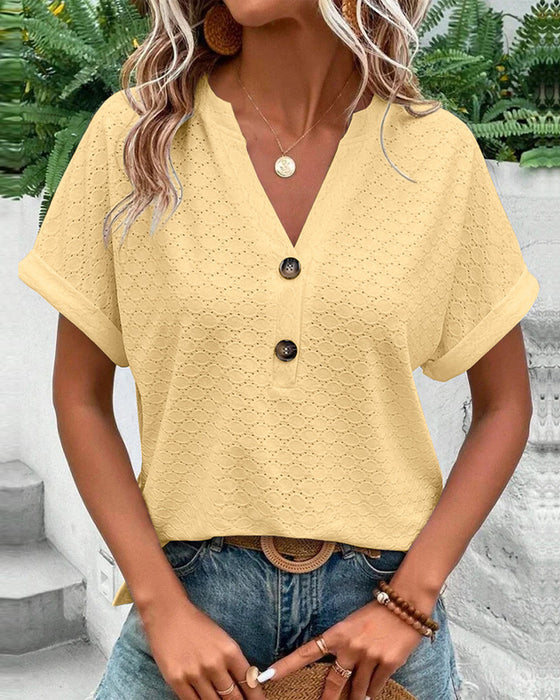 Zoe | Women's V Neck Short Sleeve Casual Top