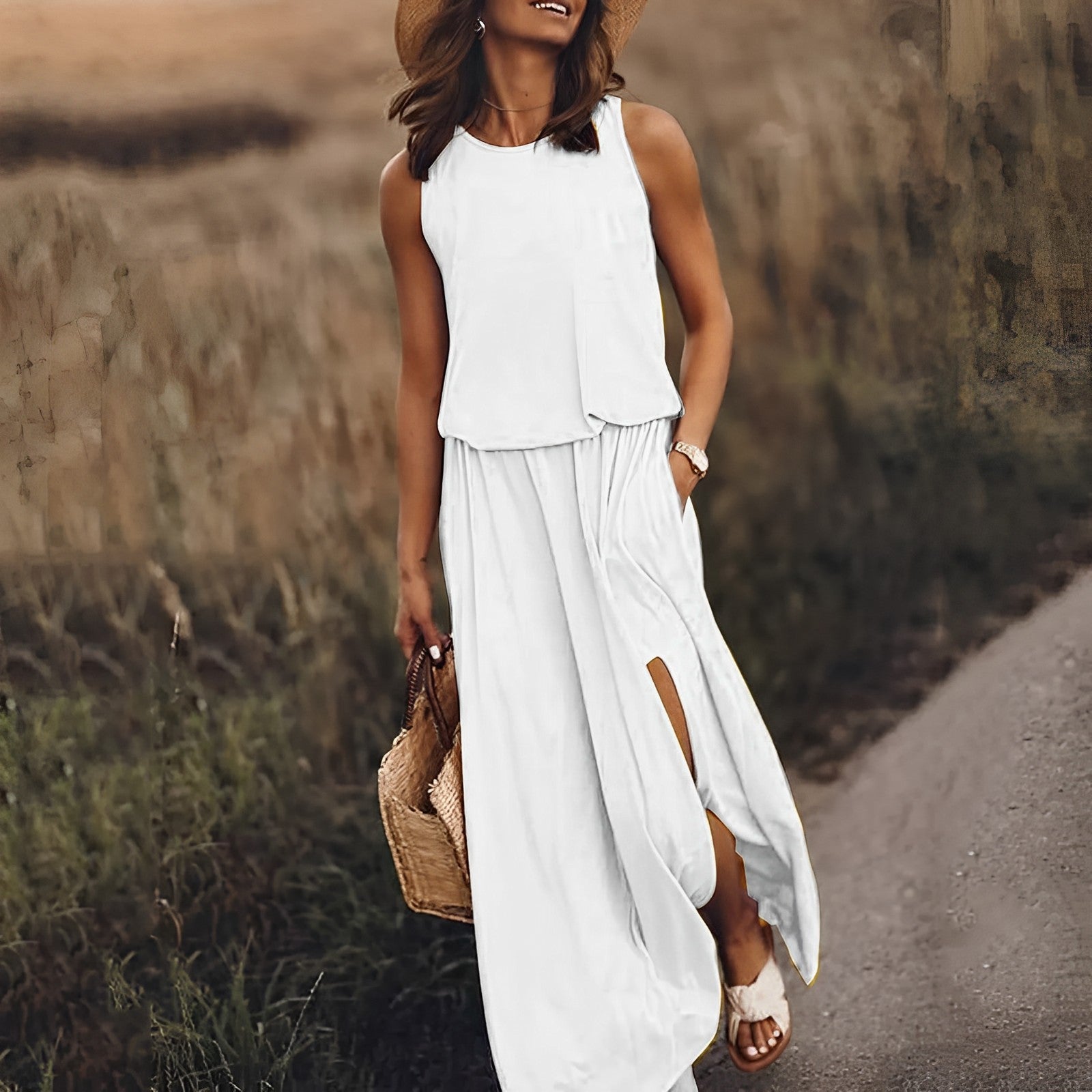 Ruby | Women's Sleeveless Round Neck Maxi Dress