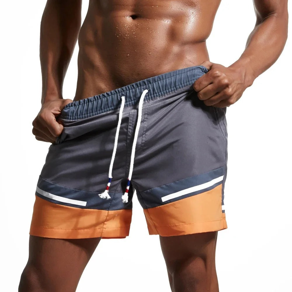 Aaron | Men's Striped Swim Shorts With Side Pockets