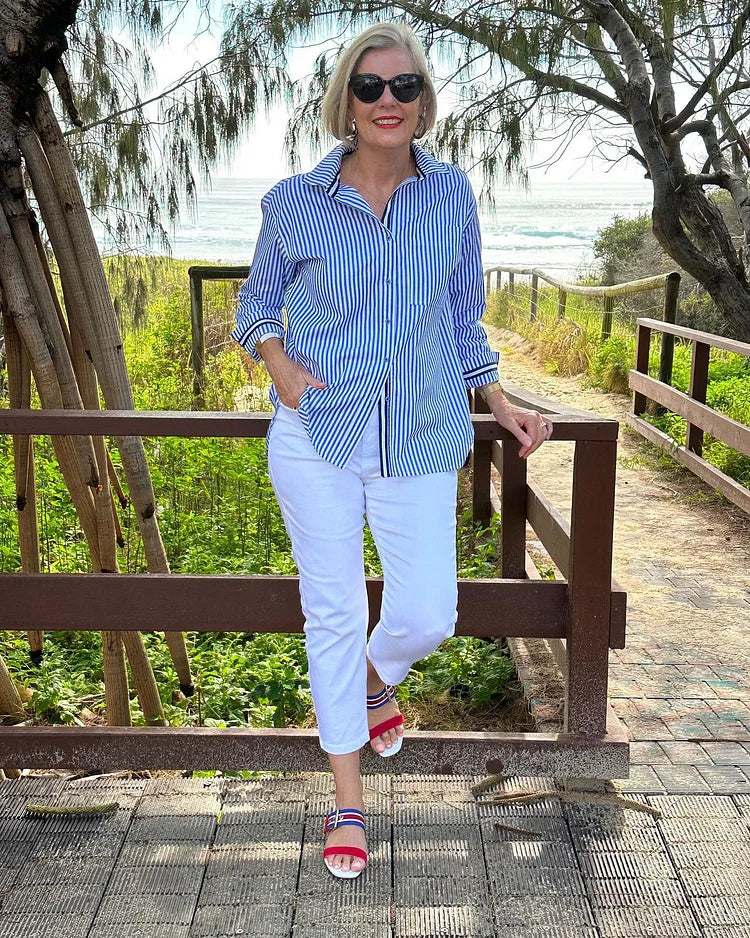 Clara | Women's Classic Striped Button-Down Shirt