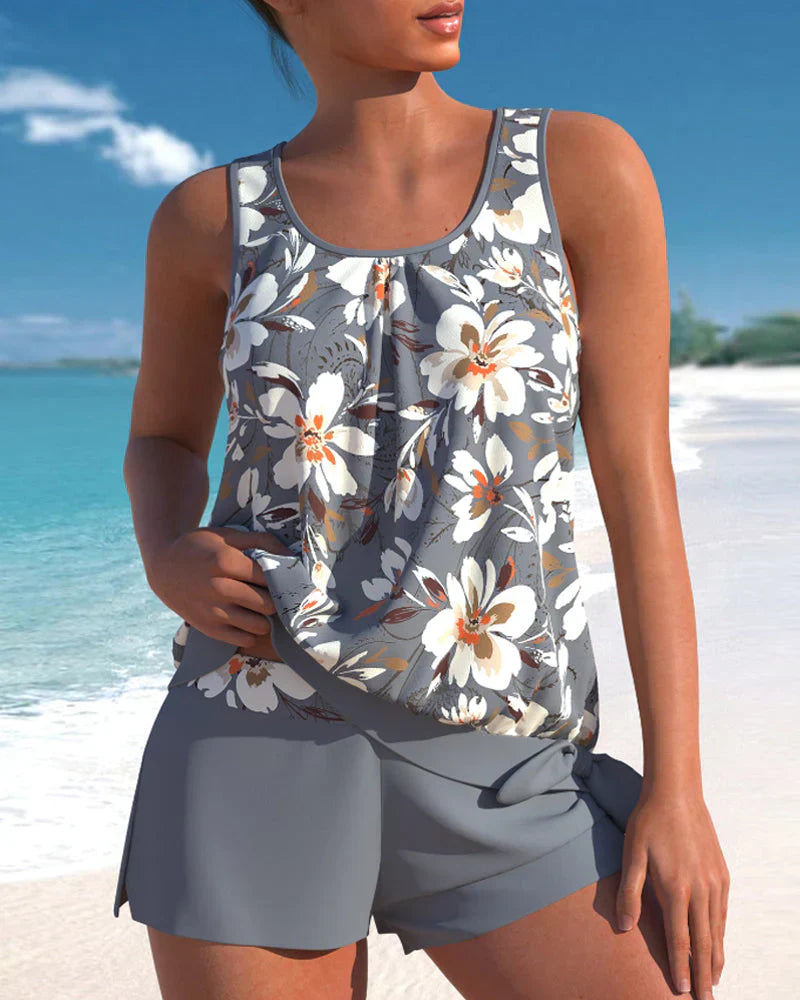 Kinsley | Women's Floral Sleeveless Tankini Set
