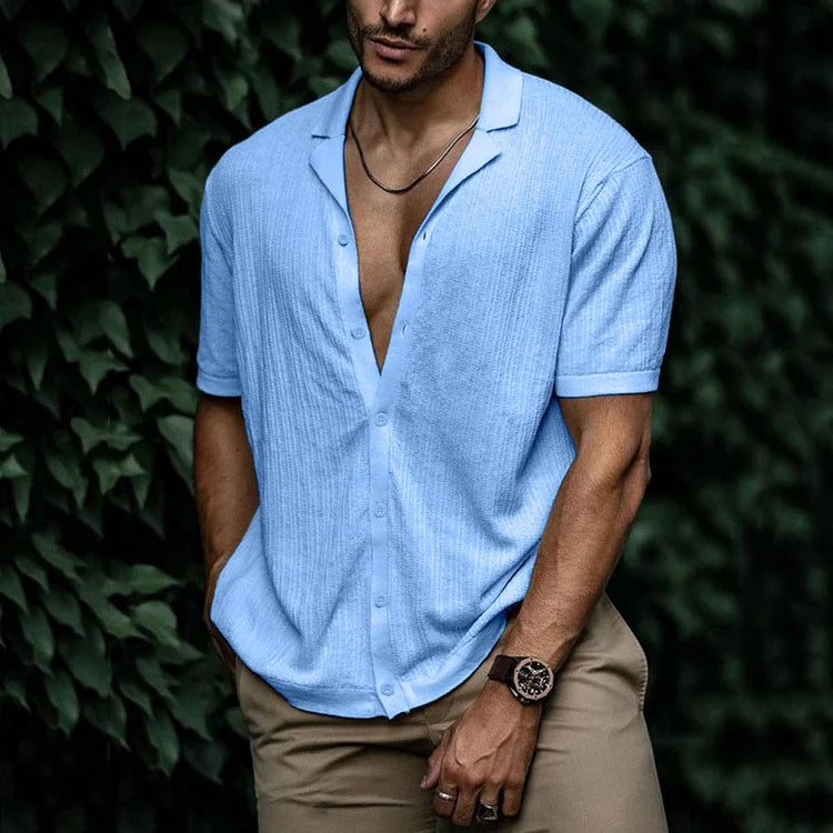 Diego | Men's Cuban Collar Button Down Shirt