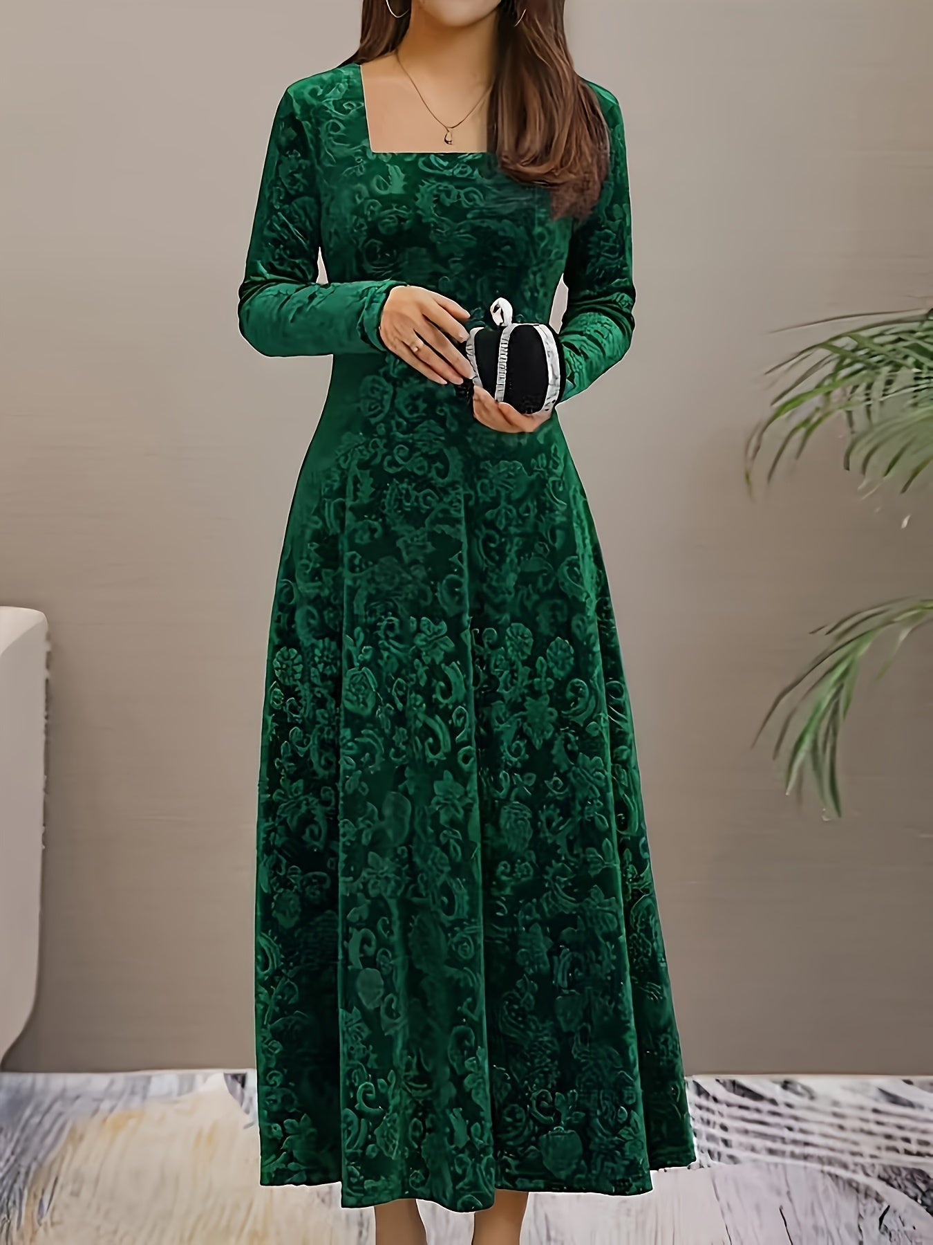 Isabella | Women's Embroidered Velvet Maxi Dress