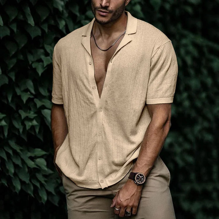 Diego | Men's Cuban Collar Button Down Shirt