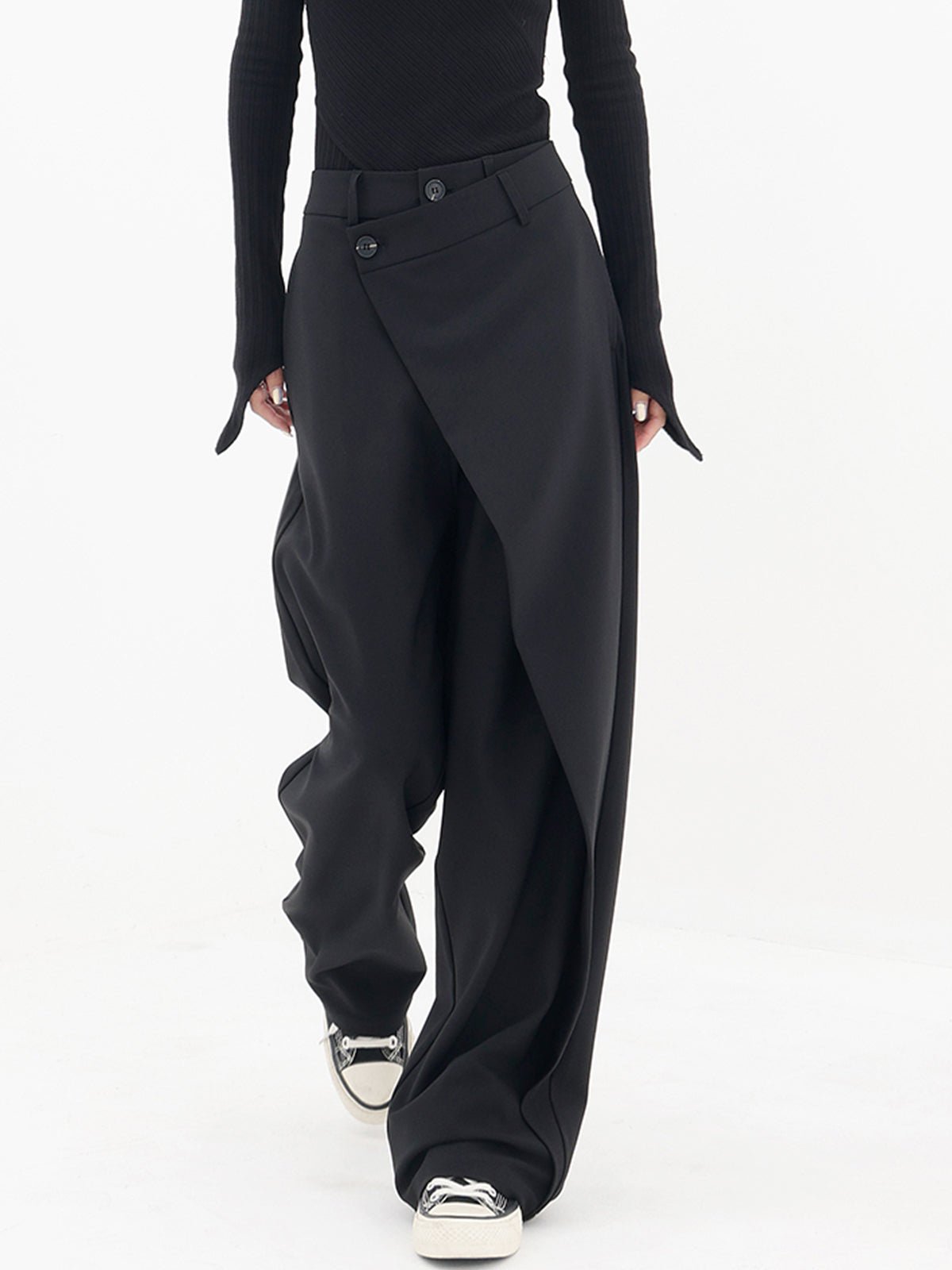 Clara | Women's Asymmetric Wrap Wide-Leg Trousers