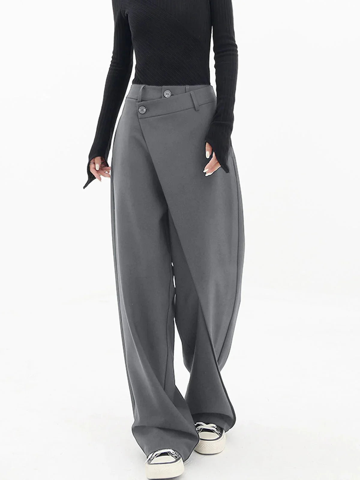 Clara | Women's Asymmetric Wrap Wide-Leg Trousers