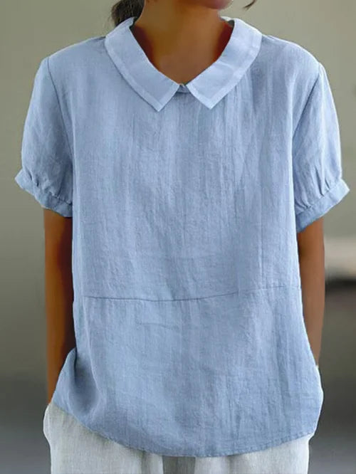 Lena | Women's Collared Short Sleeve Casual Blouse