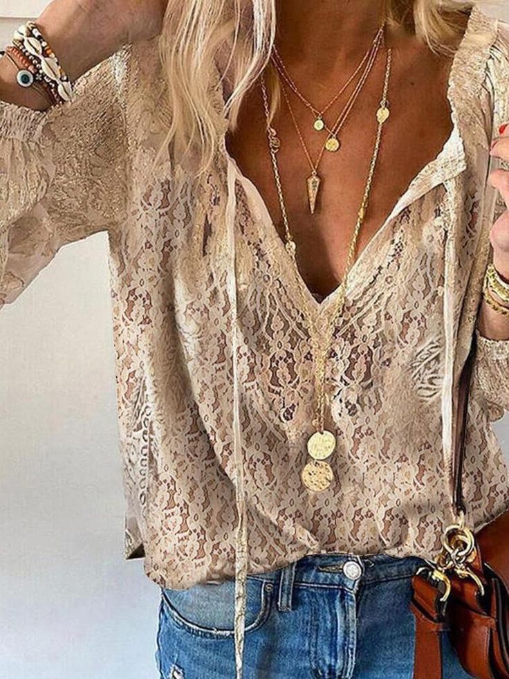 Ella | Women's V-Neck Long Sleeve Summer Blouse