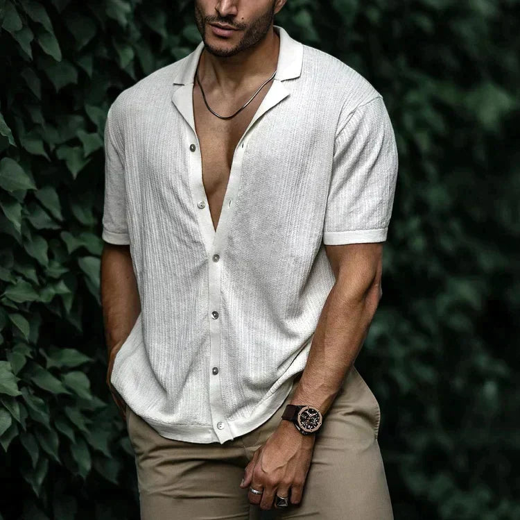 Diego | Men's Cuban Collar Button Down Shirt