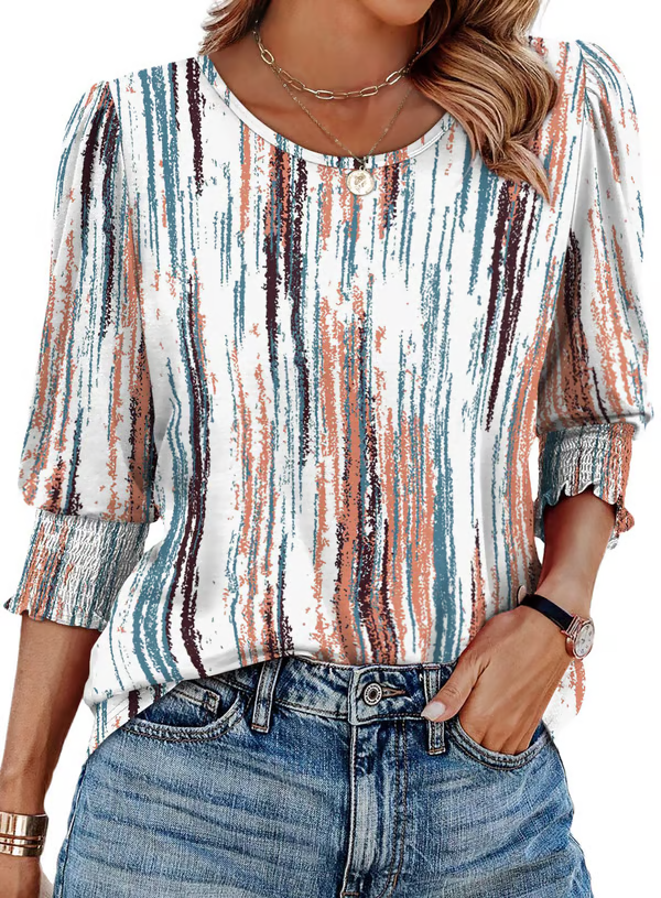 Mia | Women's Printed Round Neck Blouse