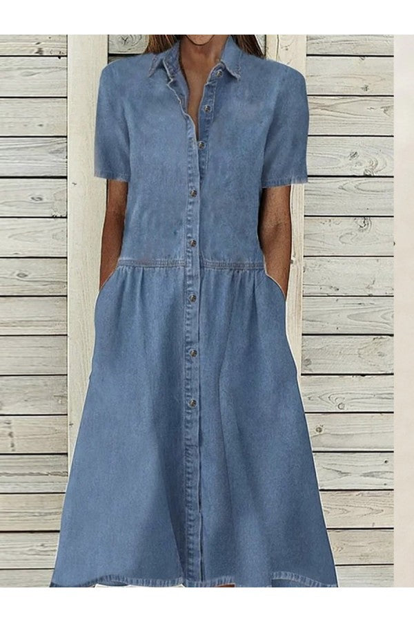 Sophie | Women's Denim Button-Down Shirt Dress