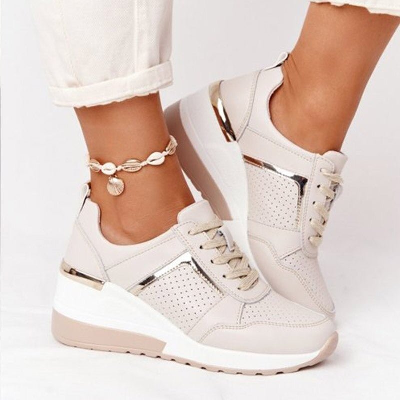 Taylor | Women's Round Toe Lace Up Wedge Sneakers