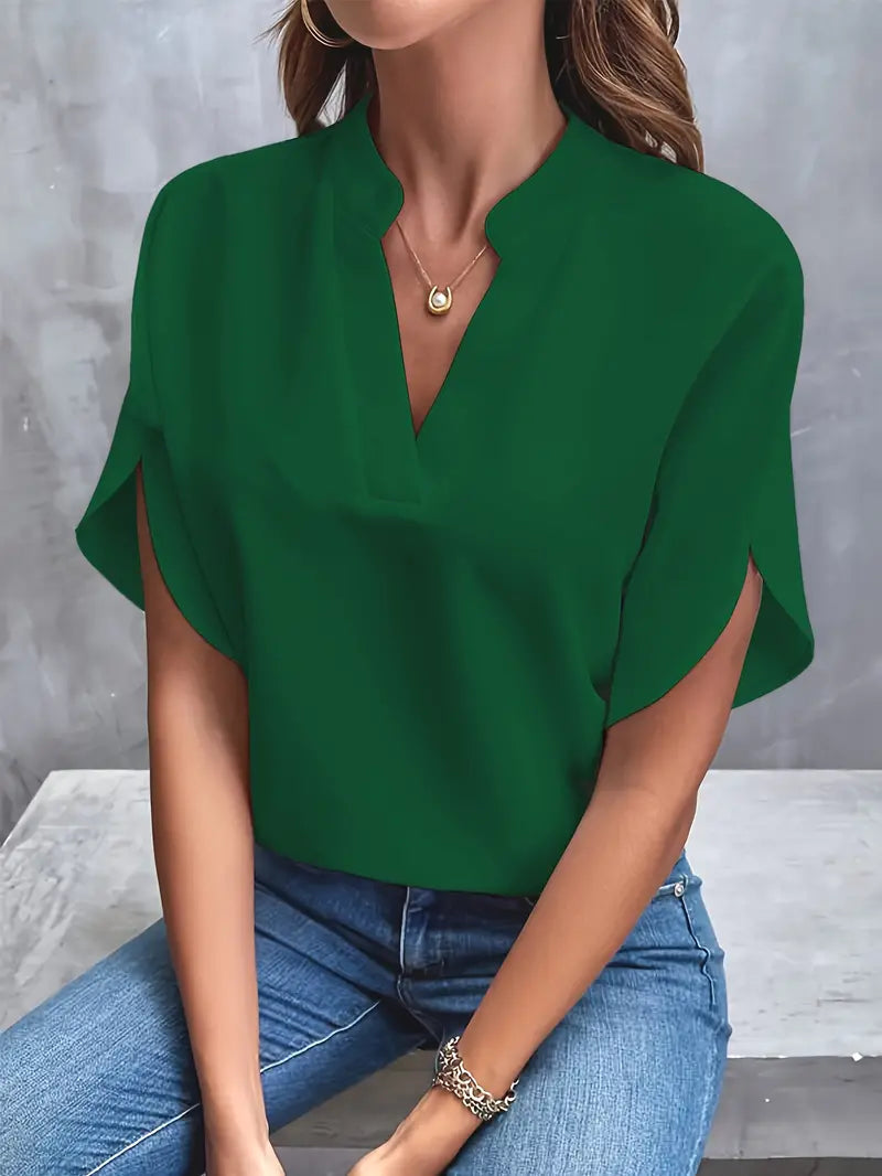 Elisa | Women's V-Neck Split Sleeve Blouse