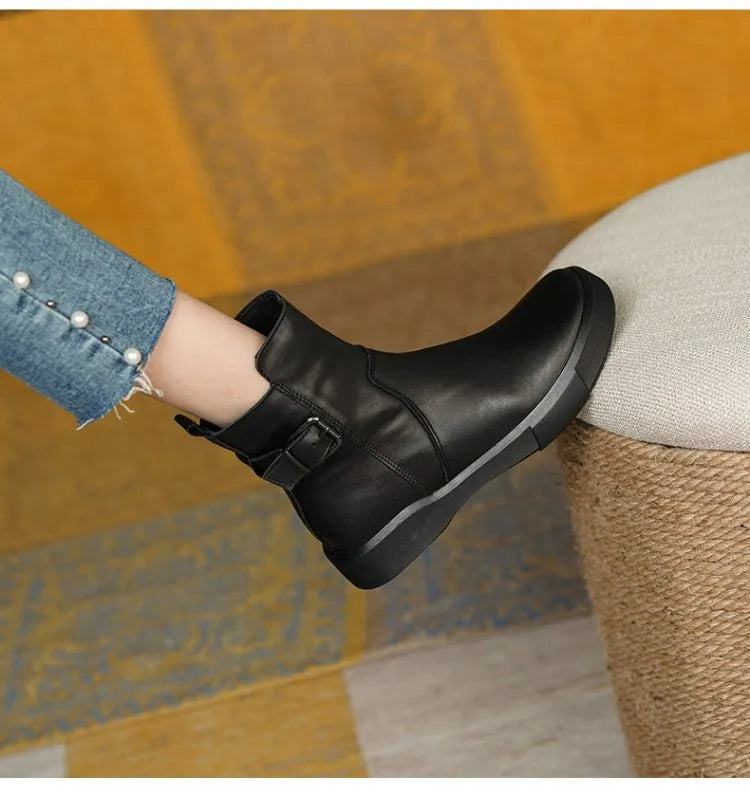 Riley | Women's Leather Platform Ankle Boots