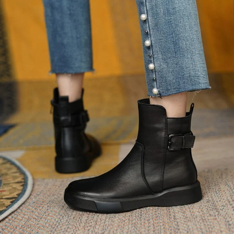 Riley | Women's Leather Platform Ankle Boots