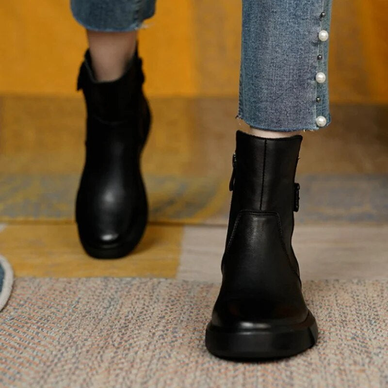 Riley | Women's Leather Platform Ankle Boots