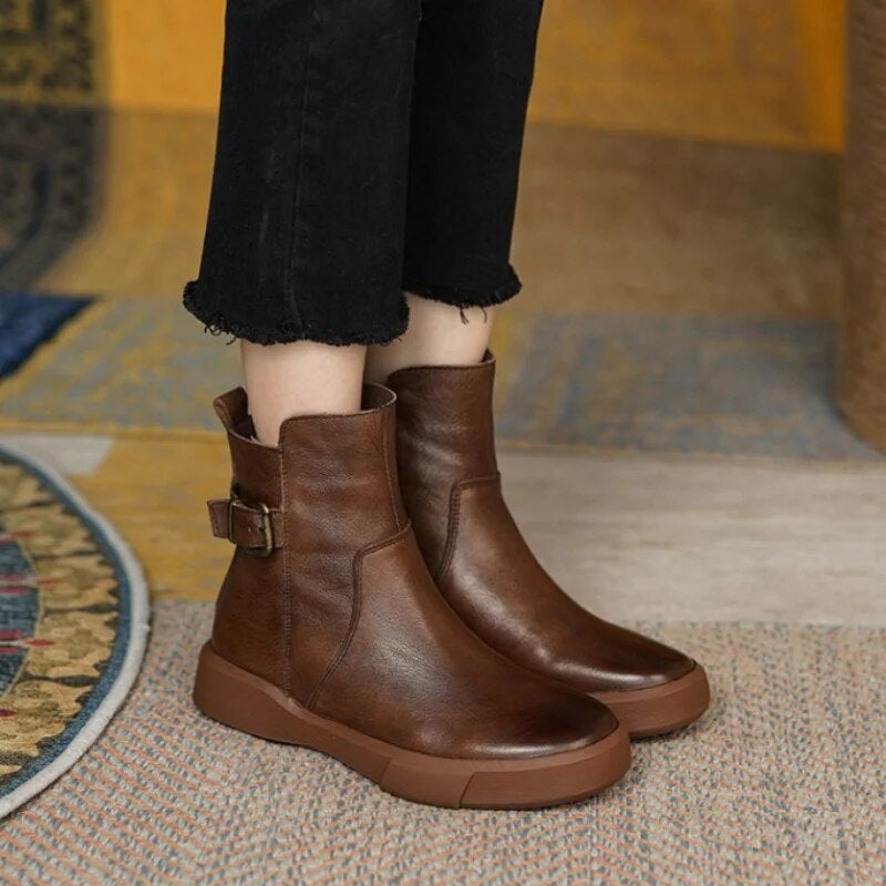 Riley | Women's Leather Platform Ankle Boots