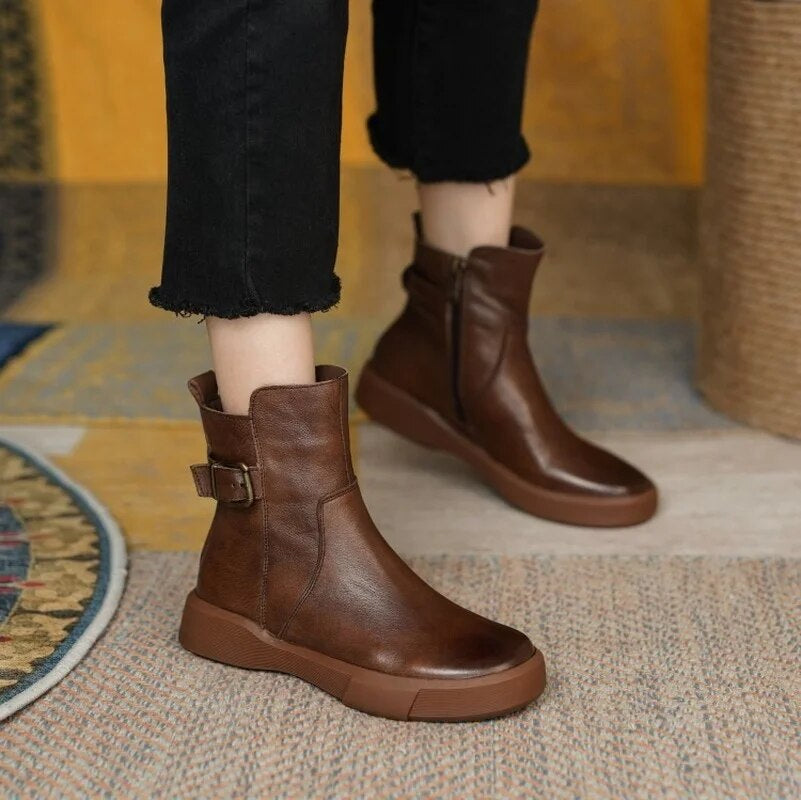 Riley | Women's Leather Platform Ankle Boots