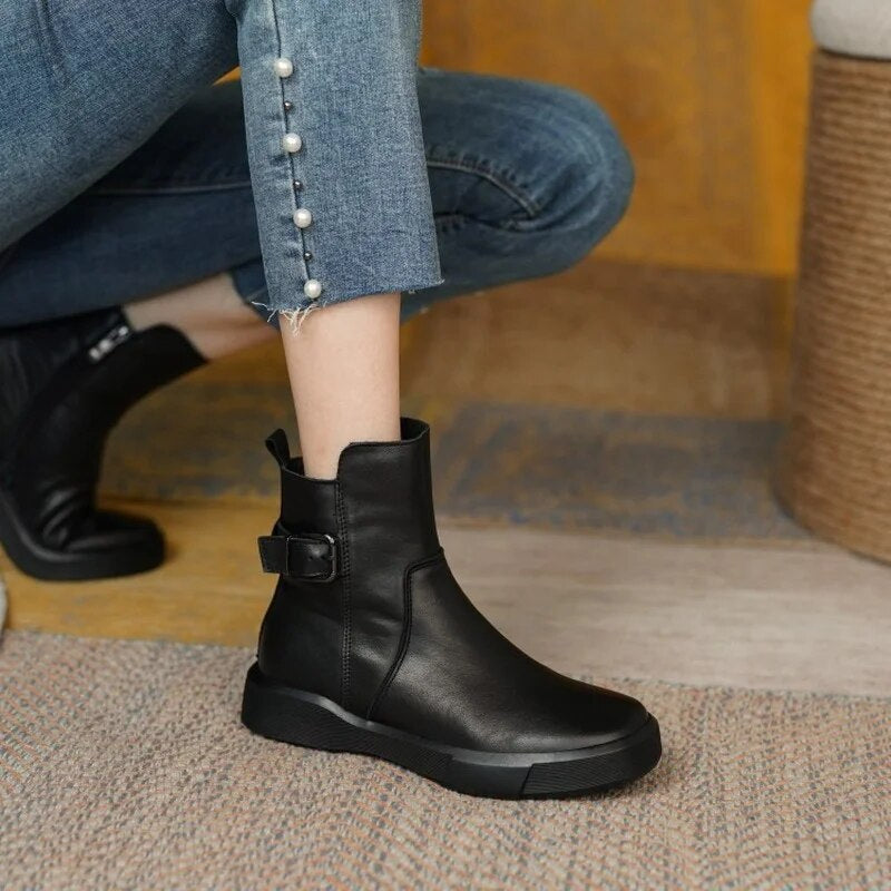 Riley | Women's Leather Platform Ankle Boots