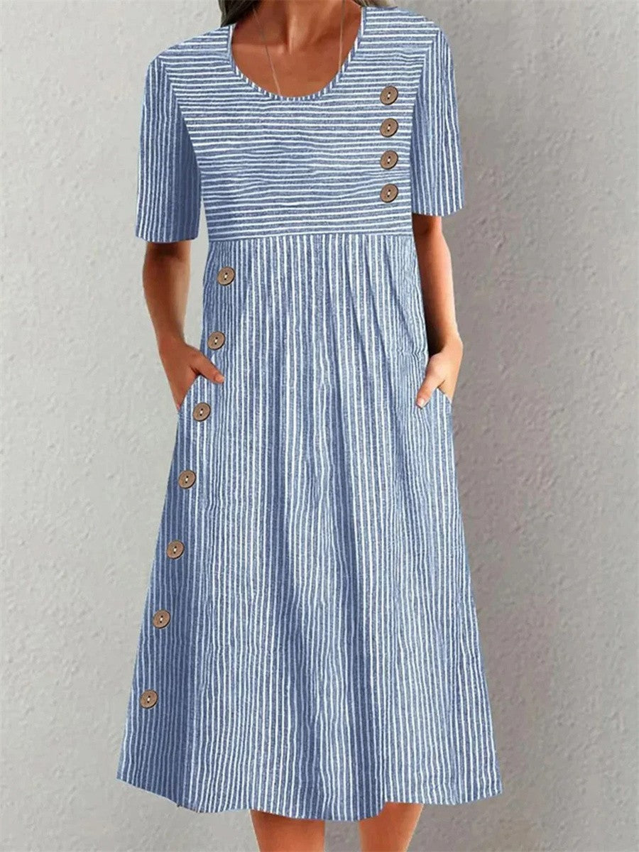 Lily | Women's Striped A-Line Midi Dress