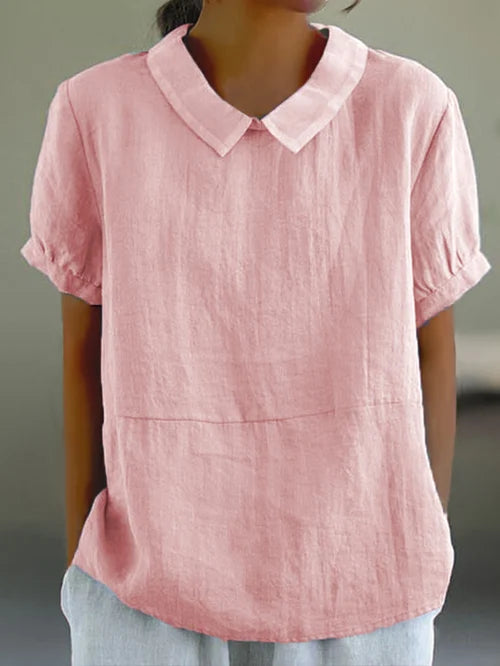 Lena | Women's Collared Short Sleeve Casual Blouse