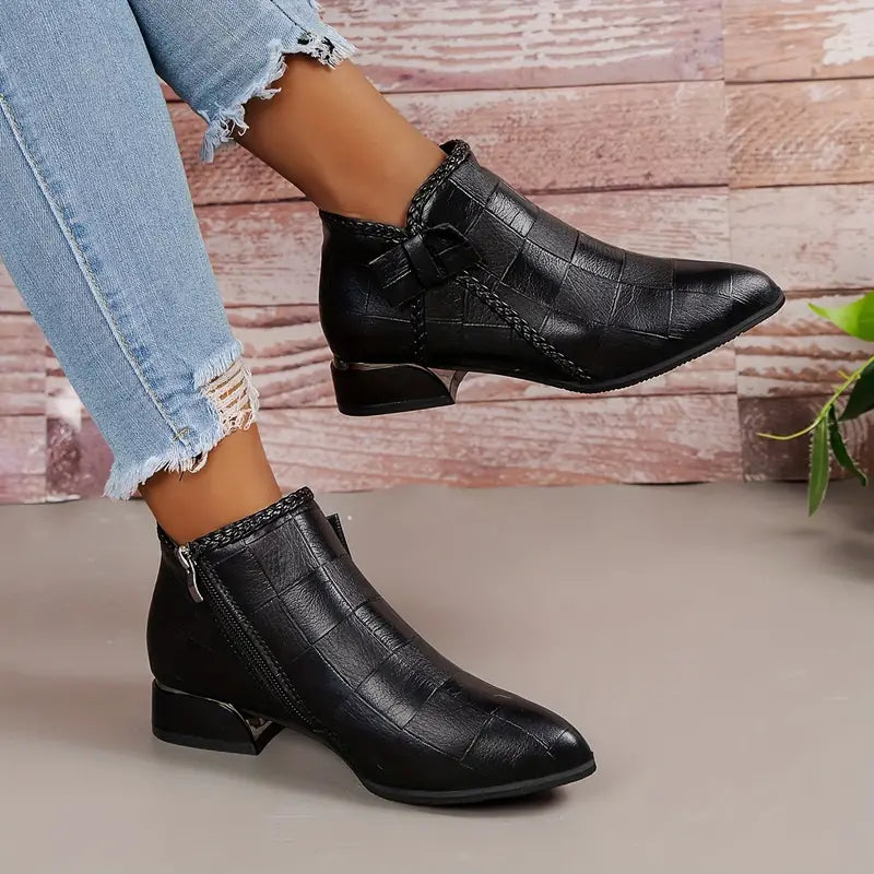 Elena | Women's Side Zip Chunky Heel Ankle Boots