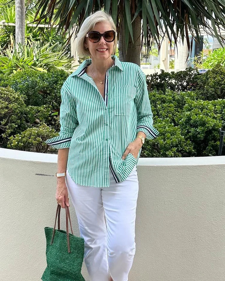 Clara | Women's Classic Striped Button-Down Shirt
