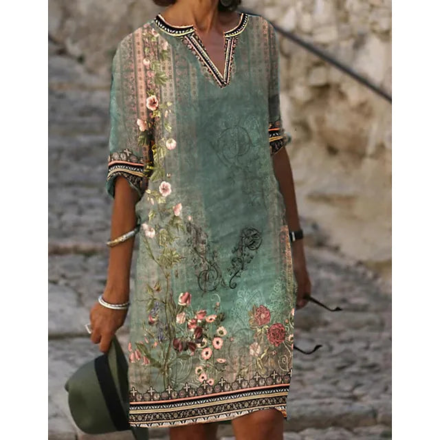 Lucia | Women's Vintage Floral Boho Midi Dress