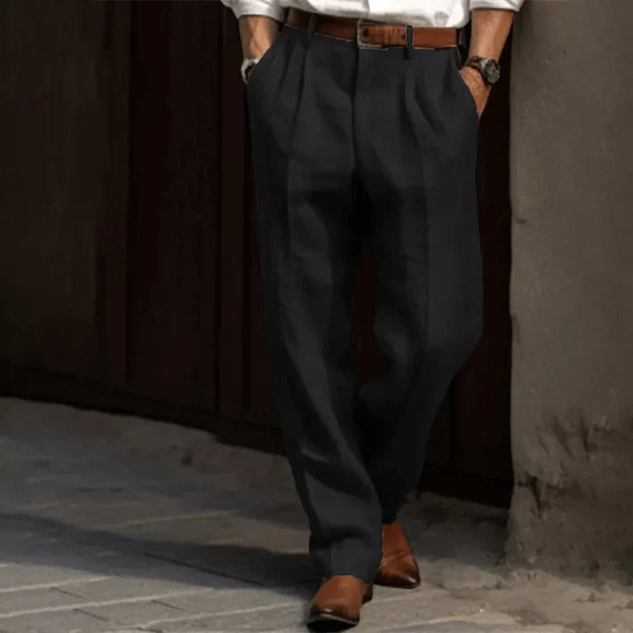 Marco | Men's Double-Pleated Linen Trousers