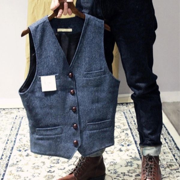 Oliver | Men's Tailored Herringbone Button Front Vest