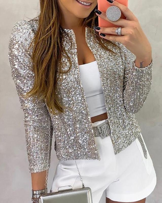 Nova | Women's Sequin Open-Front Cardigan Jacket