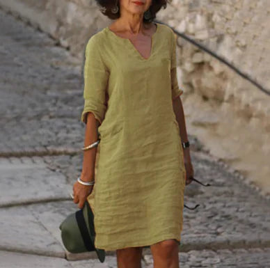 Elena | Women's Relaxed V-Neck Half Sleeve Dress
