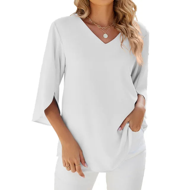 Ava | Women's V-Neck Split-Sleeve Blouse