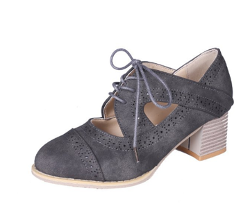 Audrey | Women's Vintage Lace-Up Block Heel Shoes