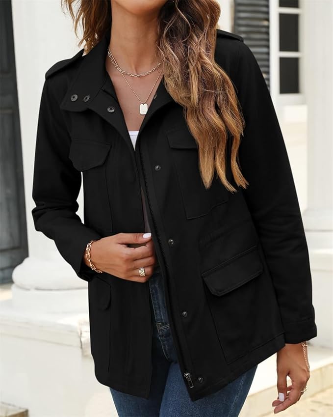 Avery | Women's Casual Zip Front Utility Jacket