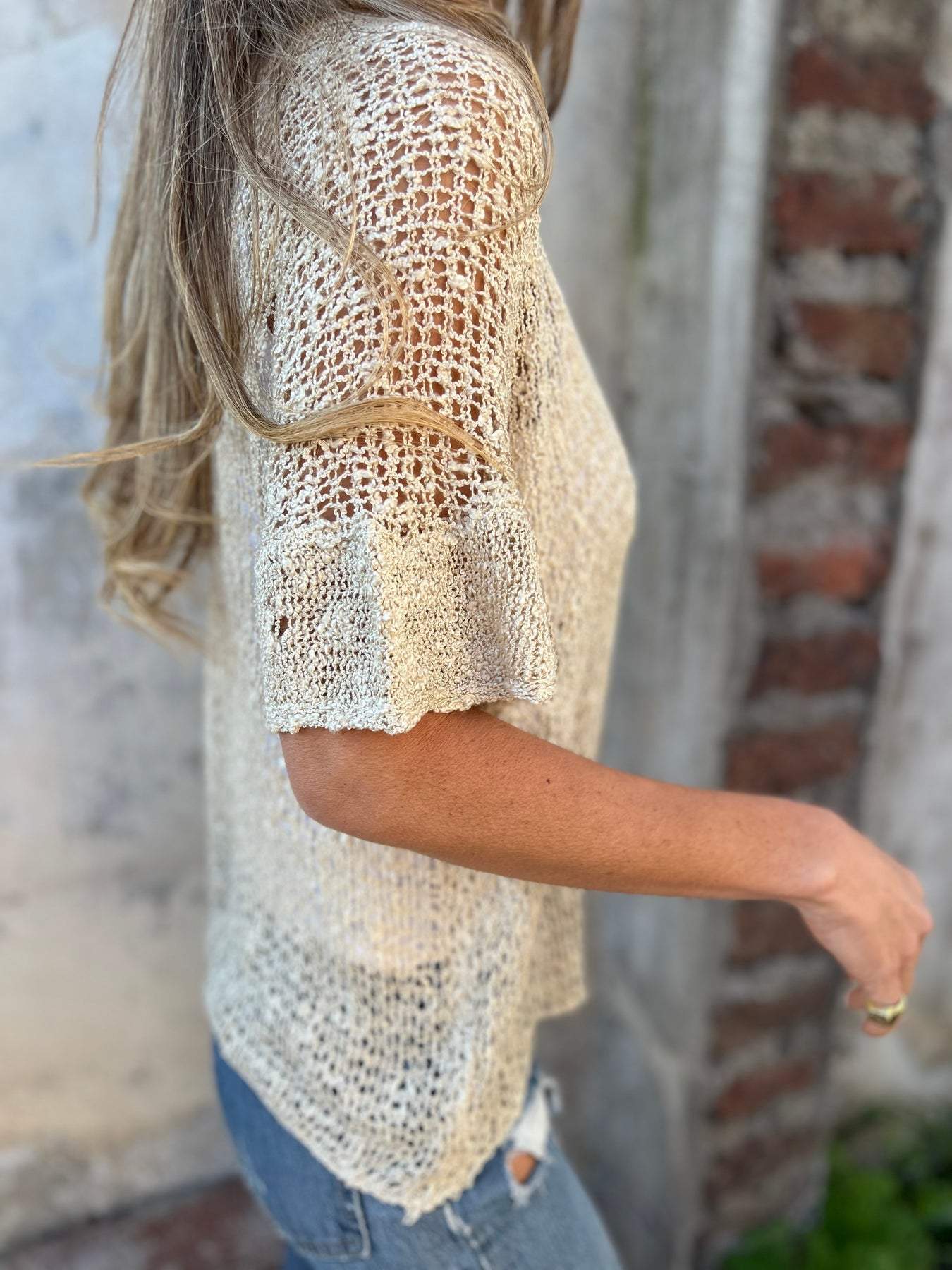Willow | Women's Hollow Out Short Sleeve Knit Top