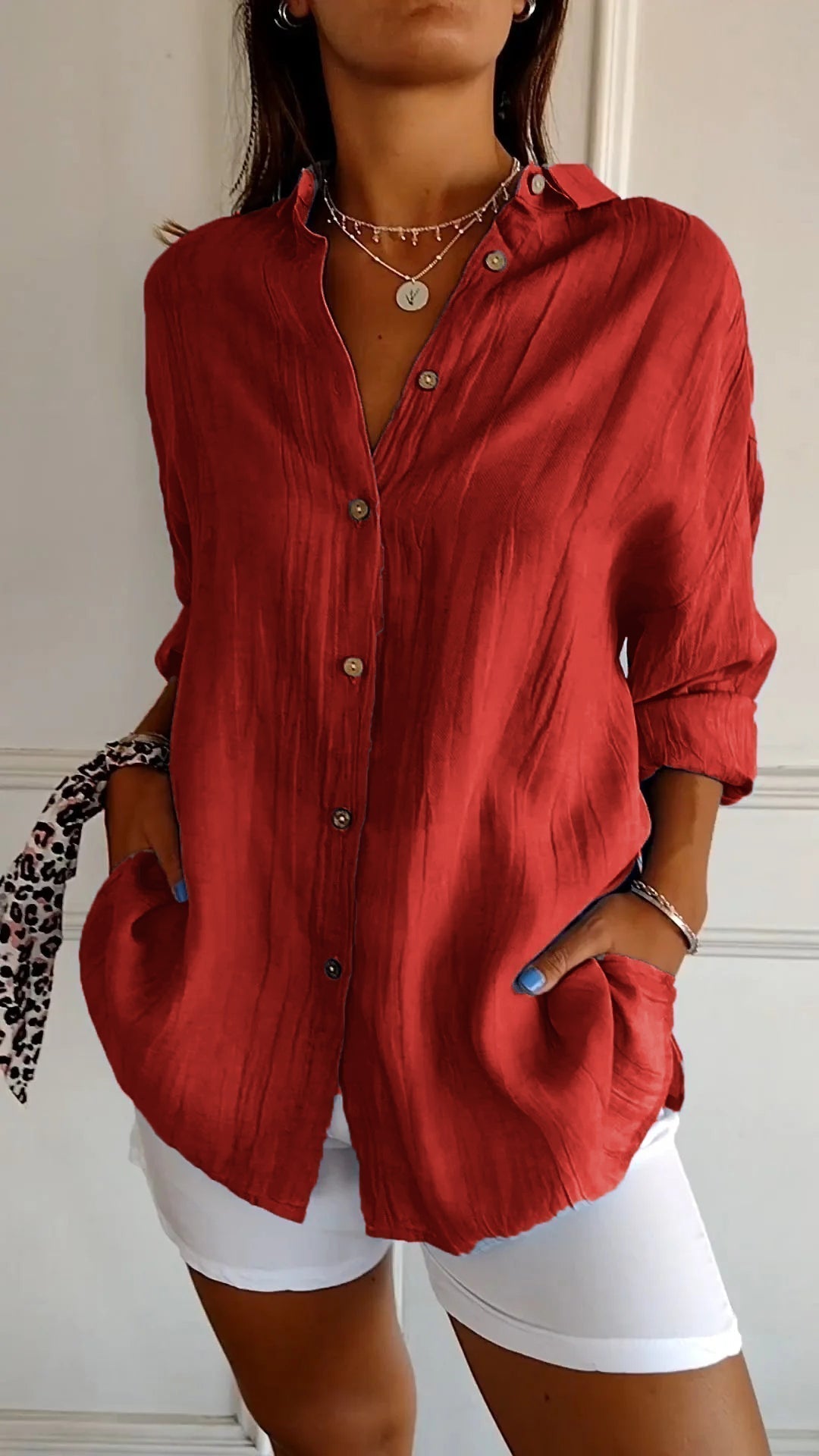 Livia | Women's Relaxed Button Front Long Sleeve Shirt