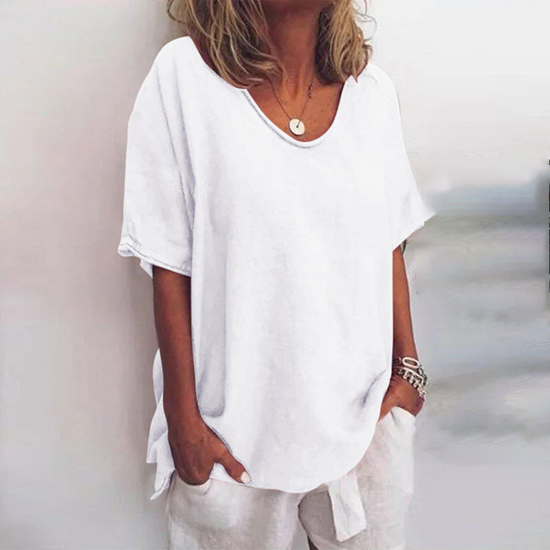 Nora | Women's Oversized V-Neck Linen Top