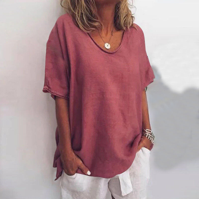 Nora | Women's Oversized V-Neck Linen Top