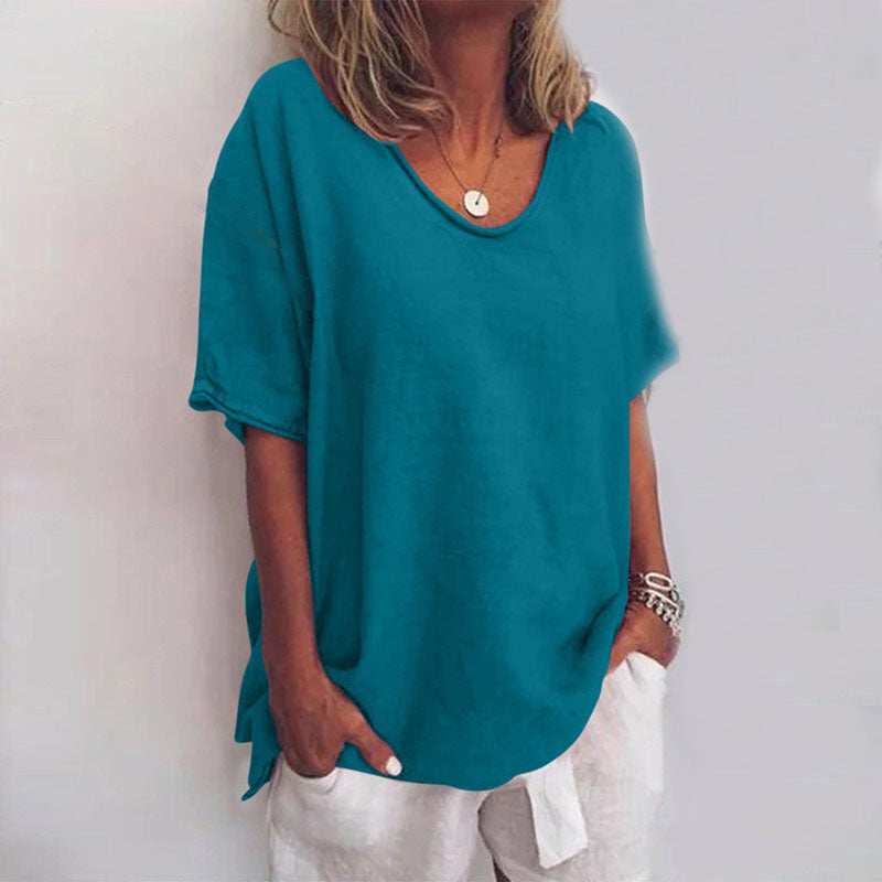Nora | Women's Oversized V-Neck Linen Top