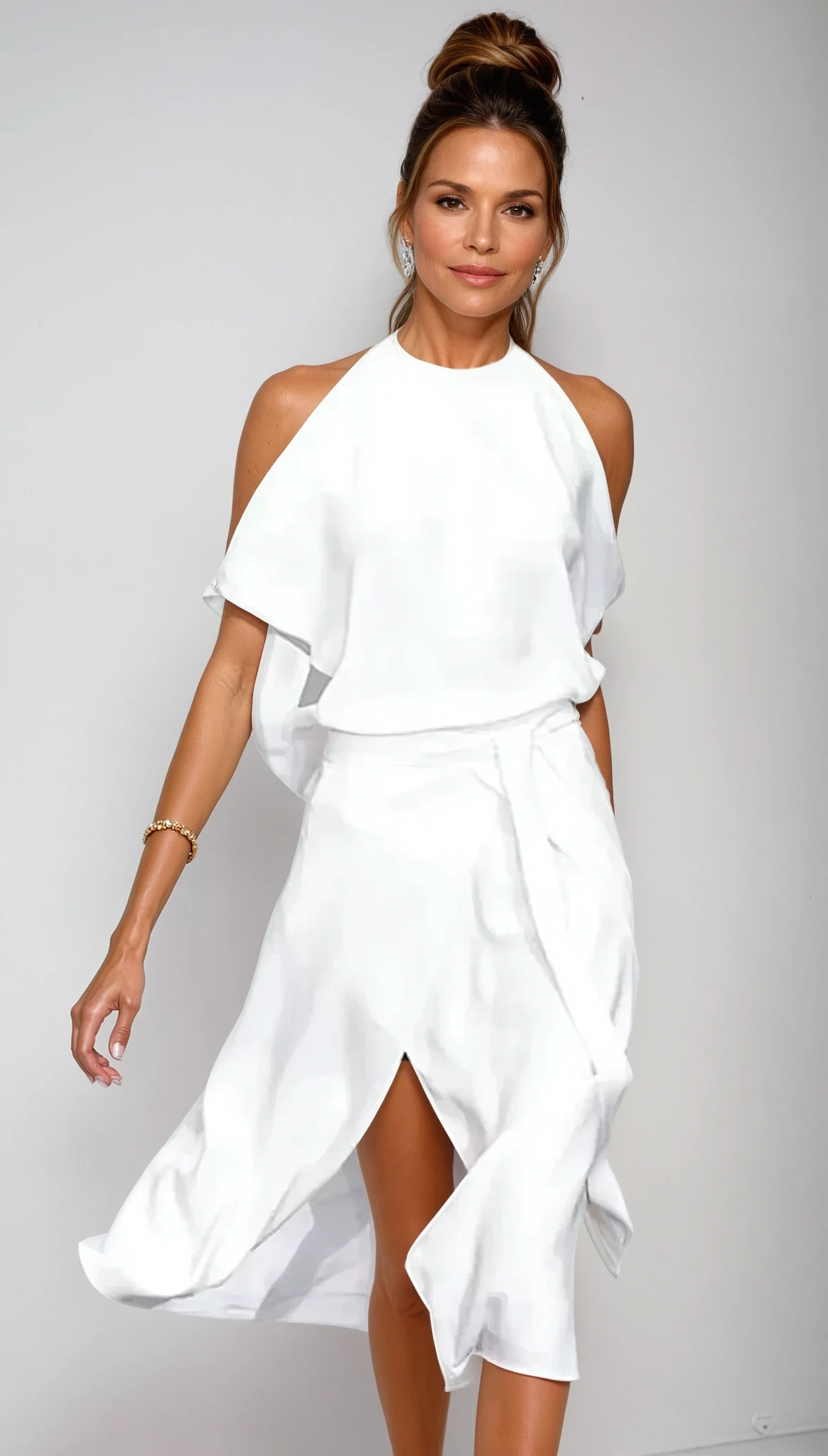 Aurora | Women's A-Line Halter Dress With Slit