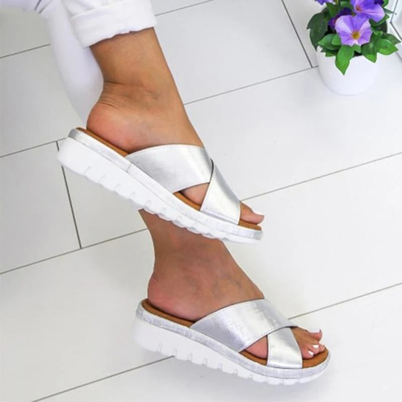 Bella | Women's Cross Strap Open Toe Slide Sandals