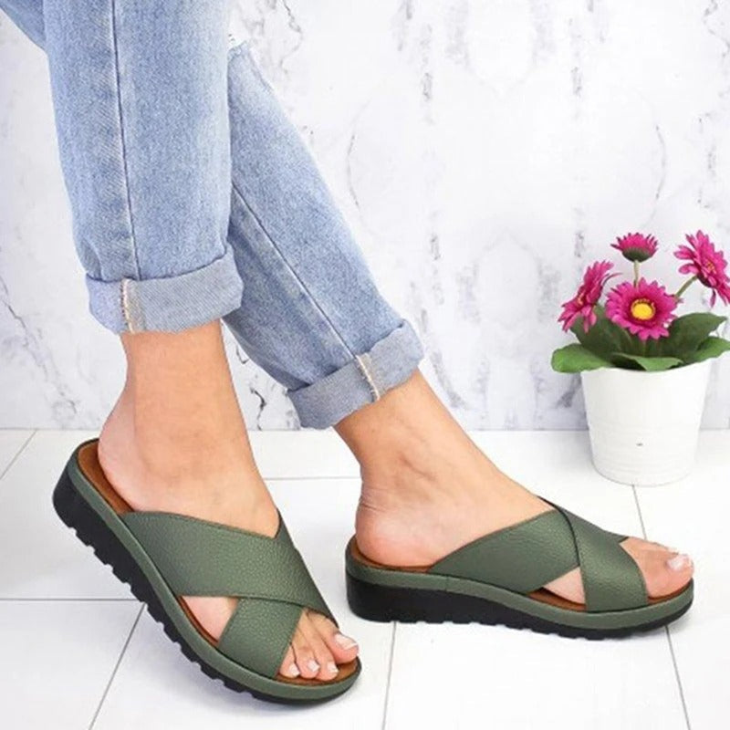 Bella | Women's Cross Strap Open Toe Slide Sandals