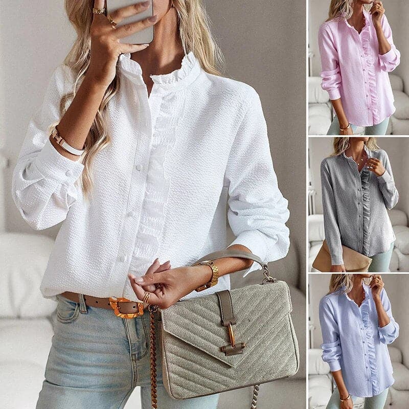 Isla | Women's Ruffle Trim Striped Blouse