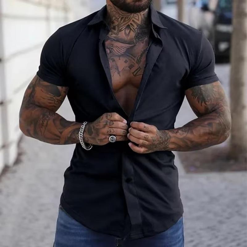 Oscar | Men's Lapel Short Sleeve Button Down Shirt