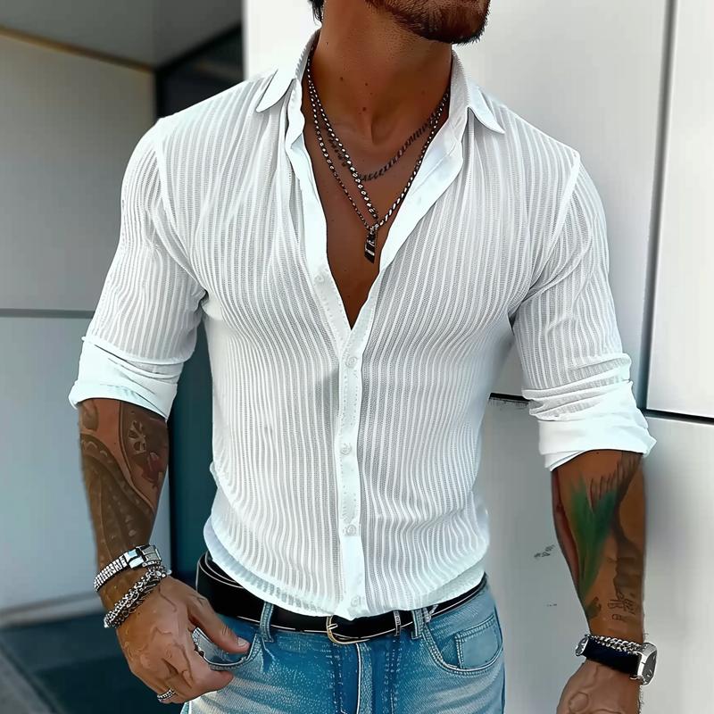 Ethan | Men's Modern Ribbed Slim-Fit Linen Shirt