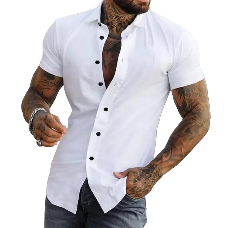 Oscar | Men's Lapel Short Sleeve Button Down Shirt