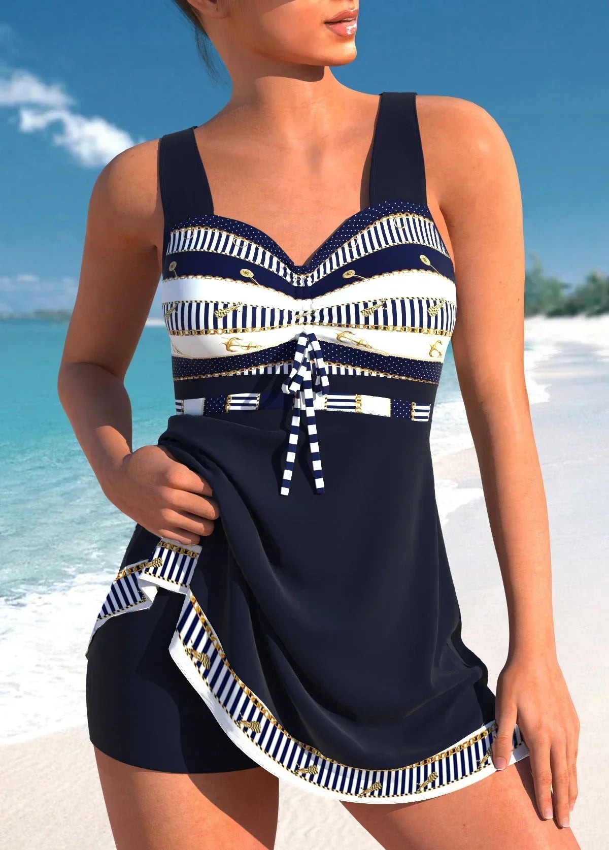 Delilah | Women's Patchwork Tummy Control Tankini Set